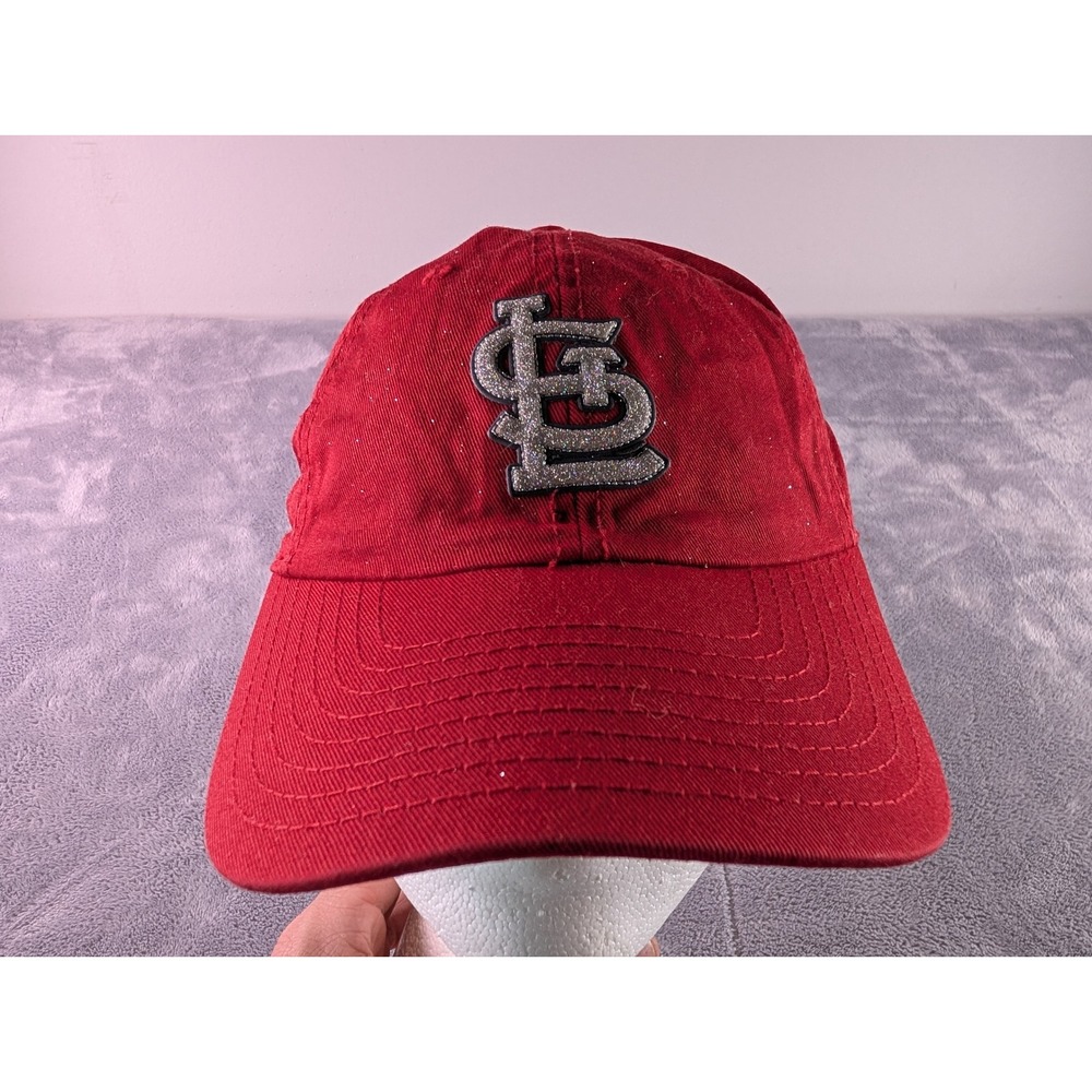 New Era St Louis Cardinals Womens Red Hat Glitter Logo Rhinestone Buckle MLB Cap